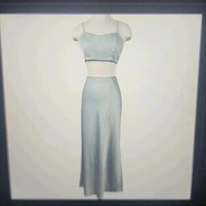 HOUSE OF HARLOW 1960 2 PC SET CROP TOP & MAXI SKIRT SATIN SIZE M